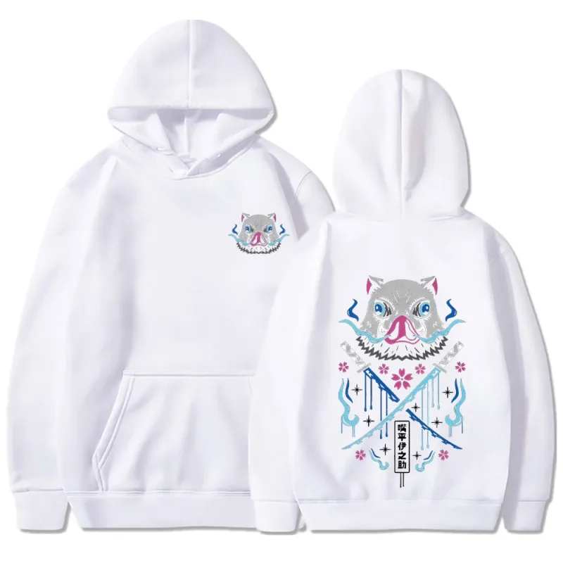 Inosuke Anime Hoodies Herr Dam Kimetsu no Yaiba Kawaii Manga Sweatshirts Gothic Harajuku Hood Pullover Casual Streetwear