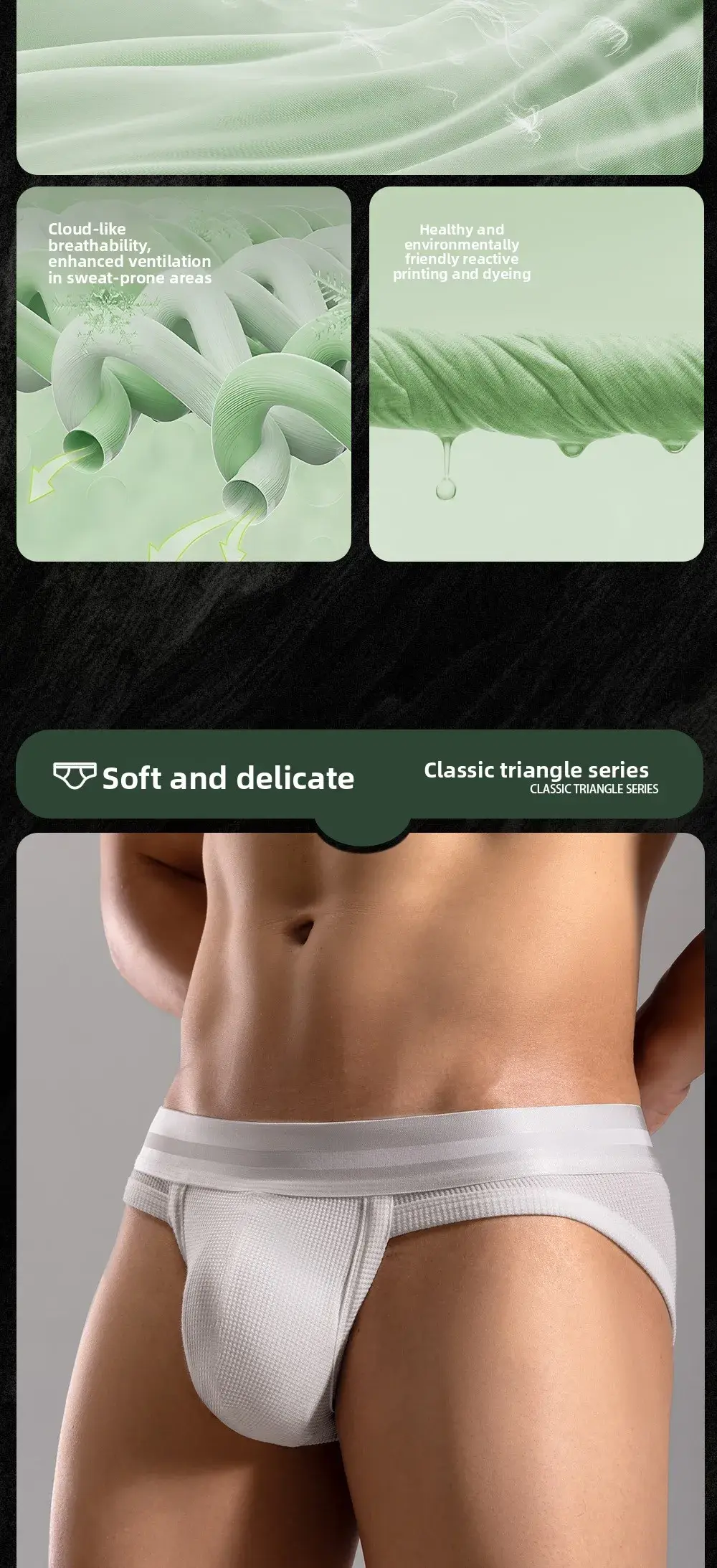3pcs Sexy Men Waffle Cotton Briefs with Raised Bag Support Pouch With Hole U Spacious Separate Crotch Breathable Anti-sweat 3256812343913911
