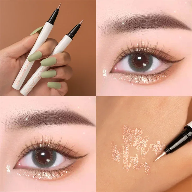 Pearlescent White Liquid Eyeliner Pen Waterproof Non-dizzy Eye Liner Shadow Pen Fast-drying Lasting Shiny Lying Silkworm Pencil