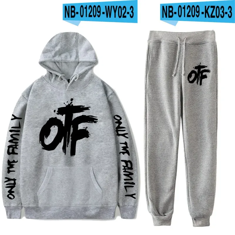 Harajuku مريحة مضحك OTF رسالة طباعة البلوز Sweatpants دعوى الرجال/النساء هوديس + بنطلون دعوى لطيف 2 قطعة مجموعة الملابس — image 12
