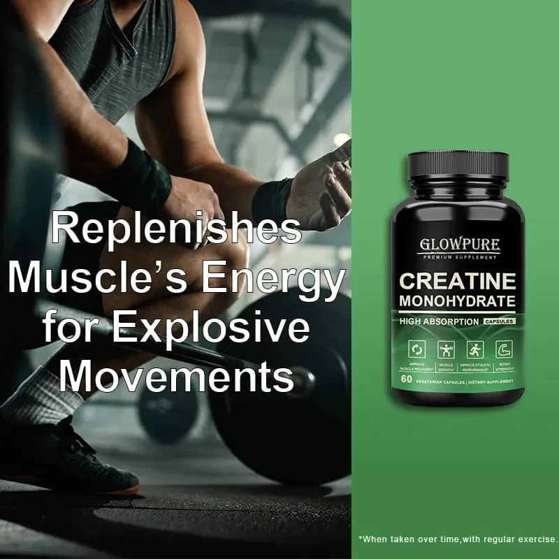 Creatine Monohydrate Capsules for Muscle Endurance Workout Recovery Mass Gainer Strength Performance Nutritional Supplement — image 2