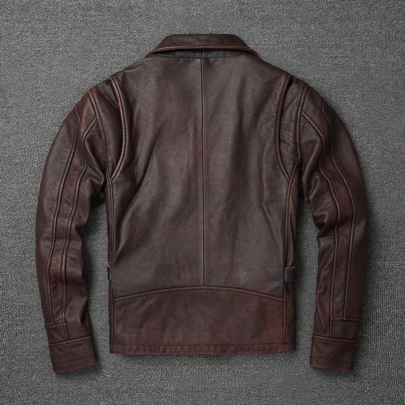 2022 Retro Style 100% Top Layer Cowhide Oversized Leather Jacket Color is made of Old Motorcycle Riding Clothes.