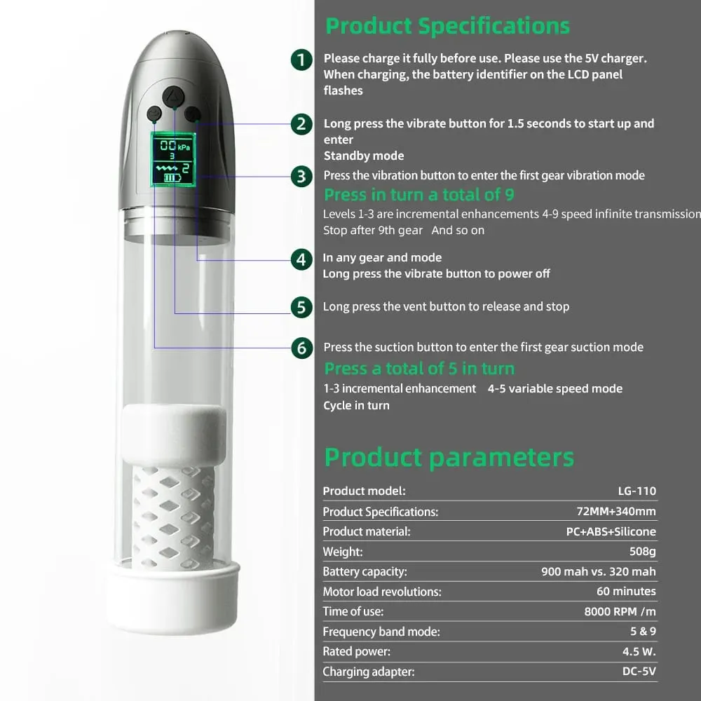 Electric Penis Pump Men Enhanced Erections Enhancement Pump Rechargeable Vacuum Penis Cock Pump Enlarger Pump Improved Erection