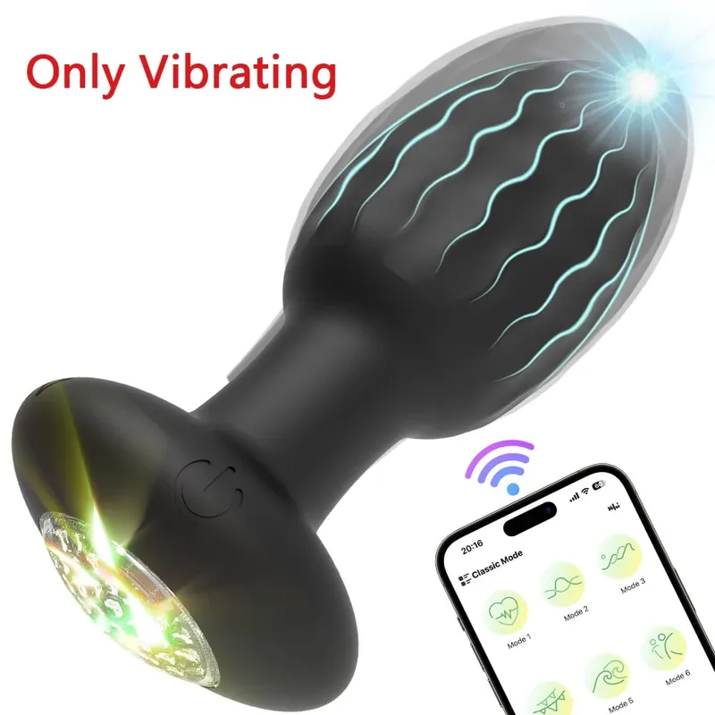 APP Control LED Rotation Vibrating Butt Plug for Women Wiggle Anal Vibrator Gay Men Anal Plug Interaction Sex Toy for Couples