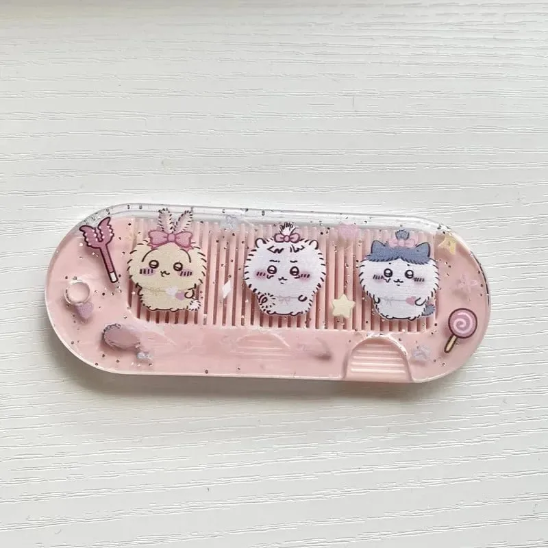 جديد yiji الكرتون للطي مشط صغير محمول جيب ماكياج USAGI う さ ぎ ハ チ ワ レ Hachiware مشط صغير لطيف الانفجارات مشط هدية