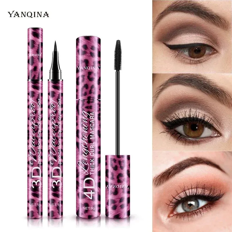 Liquid Eyeliner Pencil+4D Αδιάβροχο Σετ Μάσκαρα Cosmetics Eye Liner Μάσκαρα χοντρή μπούκλα Μολύβι φρυδιών Μακιγιάζ ματιών — image 5