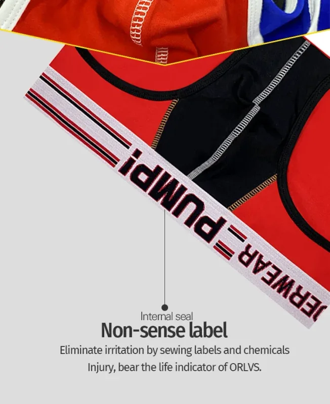 Men's Cotton Color Block Briefs, Pump! Logo Wide Waistband Low Rise Sexy 3D Convex Pouch Underwear 3256813080433415 — image 11
