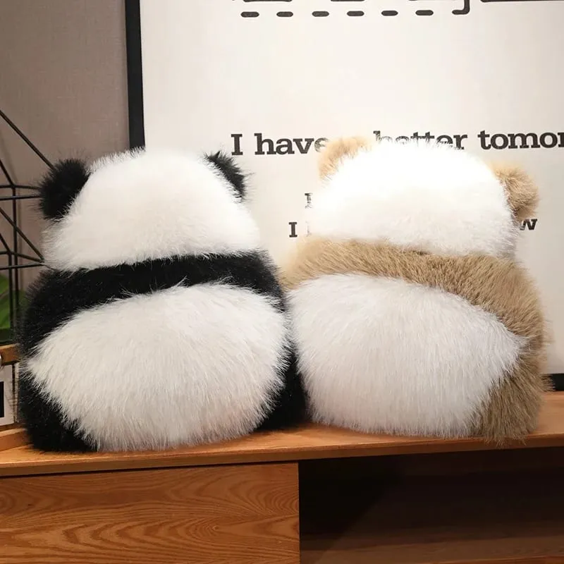 Szuper bolyhos plüss panda árnyék, töltött Qizai hátsó nézet Párna skandináv stílusú kanapé dekoráció párna csokoládé panda ölelés derékpárna — image 8