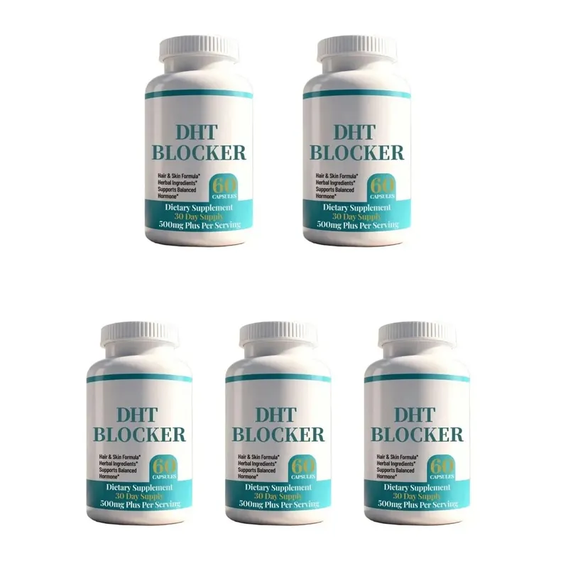 DHT Blocker Capsules with Biotin 5000mcg Vitamin C D E B6 & Zinc for Healthy Hair and Skin Support Gluten-Free 60 Count