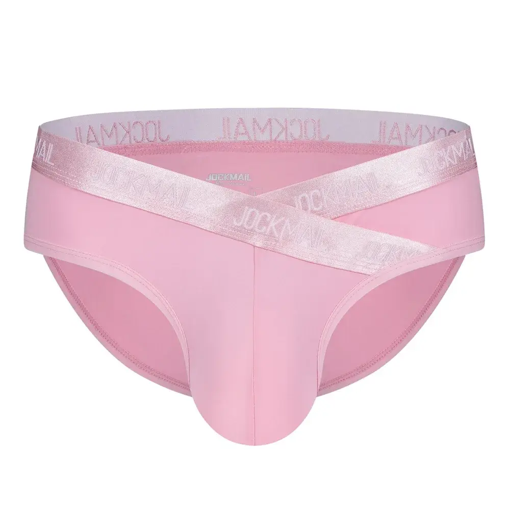 Jockmail Mens Underwear Low Waist Sexy Letter Sports Breathable Summer Ice Silk Briefs Big Bag Nylon Solid Color Man Panties — image 4