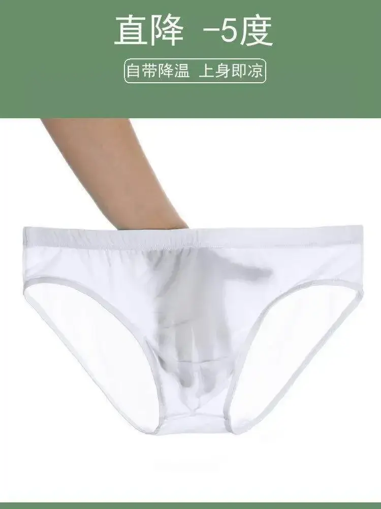 Mens Lightweight Silk See Through Bikini Briefs Solid Seamless Quick Dry Transparent Underwear Breathable Daily Intimates — image 4