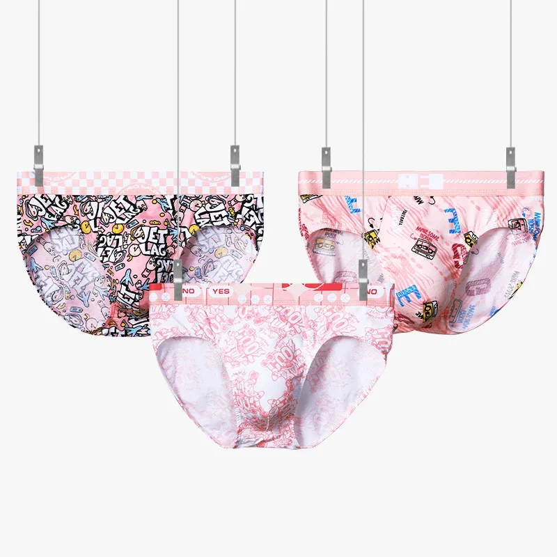 1pcMen's cotton antibacterial underwear men's briefs cotton comfortable personality print breathable boys sports underpants head