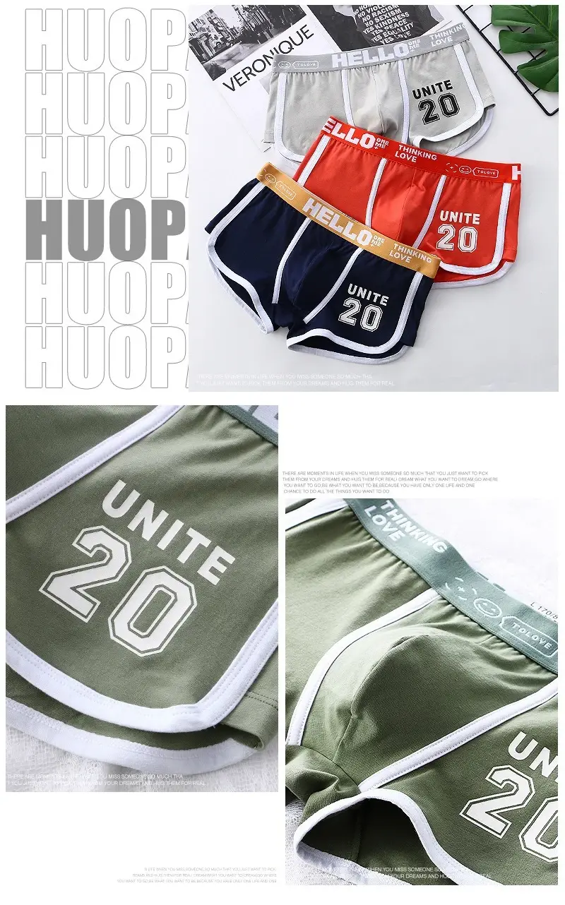 1/3pc roupa interior masculina esportes boxer shorts de algodão oversized cor sólida juventude moda esportes calcinha masculina confortável respirável — image 10
