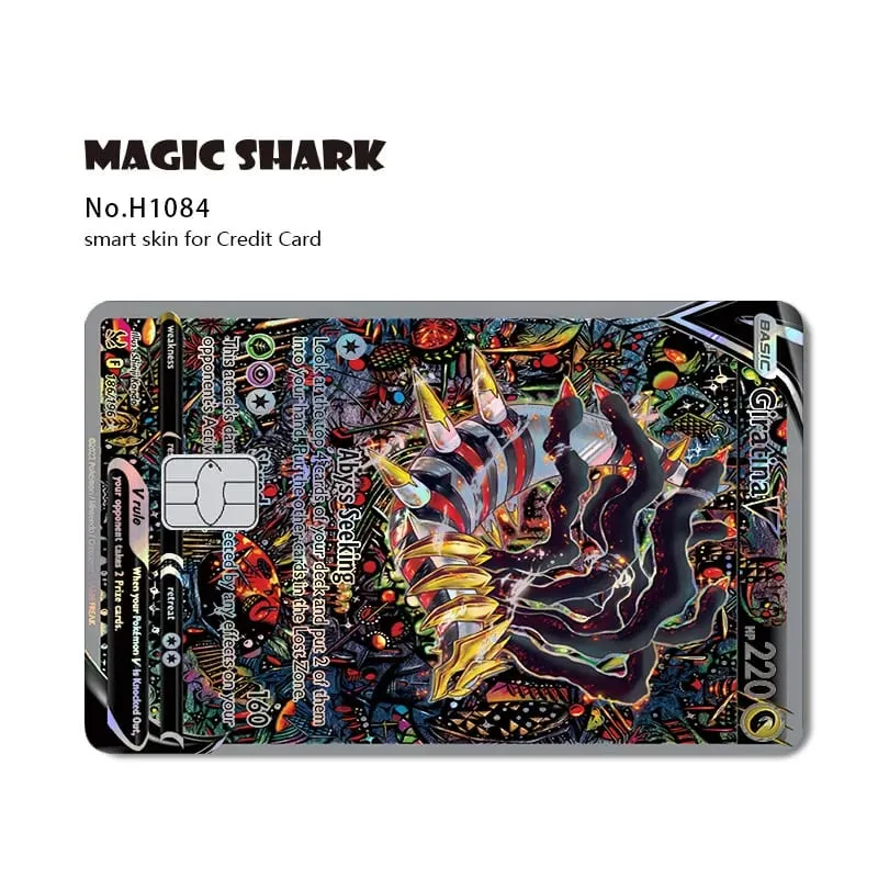 Magic Shark Mew Charizard EX Eevee Gengar Pikachu TCG Αυτοκόλλητο με ολογραφικό δέρμα λέιζερ για τραπεζική πιστωτική κάρτα