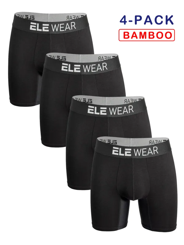 4pcs Bamboo Men's Underwear Long Sports Underwear, Moisture-Wicking, Boxer Briefs For Men