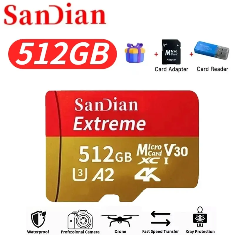 High-Speed ​​Storge SD Card 128GB Original Micro TF Card 512GB Class 10 High Speed ​​Transfer for Camera/PC/Thone