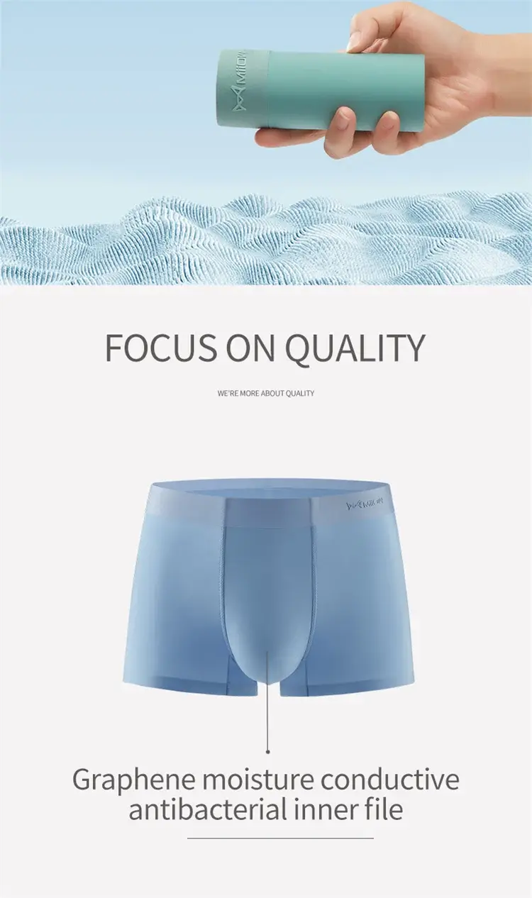 MiiOW 6Pcs Silky Ice Silk Men's Boxershorts Graphene Antibacterial Crotch Mens Underpants Breathable Man Underwear Panties Boxer