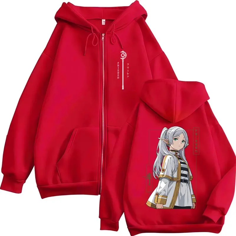 Anime Frieren: Beyond Journey's End Zipper Hoodies Herr Damkläder Mode Harajuku Zip Up Hooded Sweatshirts Jackor Kappor — image 4