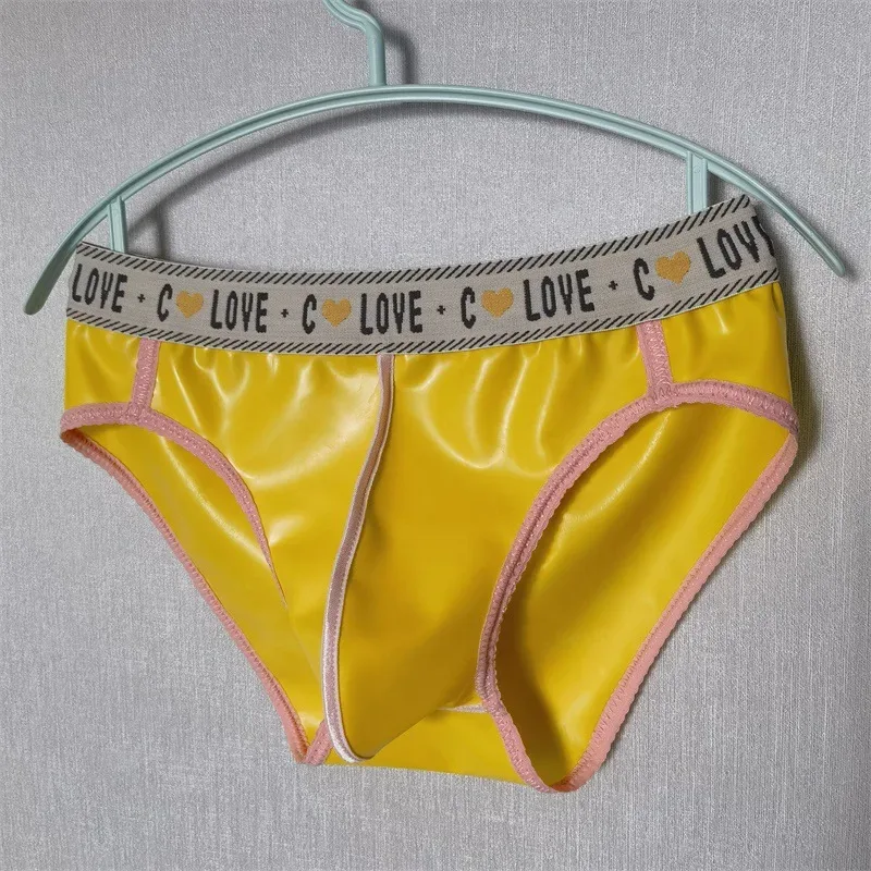 Men Latex Leather Underwear Sexy Underpants Seamless Briefs Low Waist Translucent Scrotum Bulge Panties for Gay Erotic Lingerie — image 3