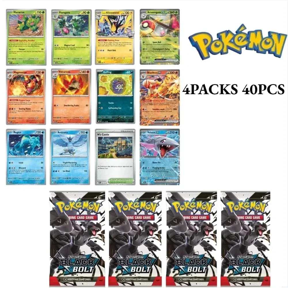 διασκέδαση 40 τεμάχια Pokemon Card Pack 4 Sets Sun Moon Violet 151 Αγγλικές κάρτες συναλλαγών Συλλεκτικά παιχνίδια Halloween Gift Fantasy Sci Fi — image 1
