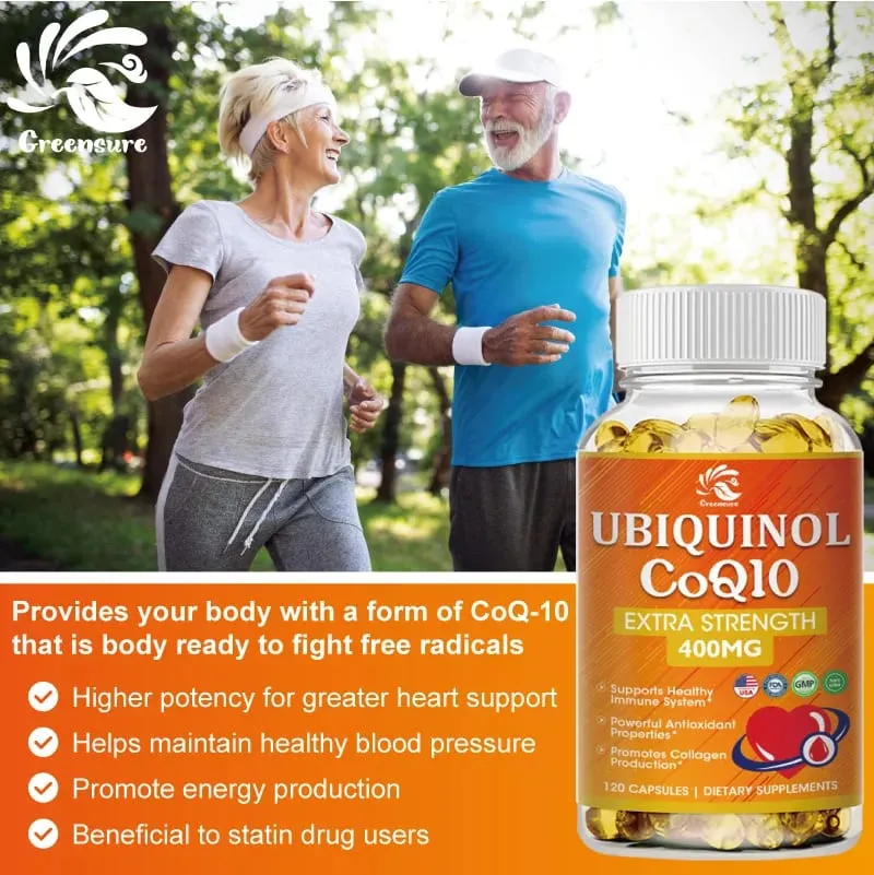 Greensure 400mg Absorbable Coenzyme Q10 Capsules 60/120 Vegetable Capsules - Protective Antioxidant