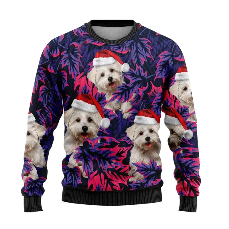 Niedlicher Tier-3D-gedruckter hässlicher Weihnachtspullover für Männer und Frauen, lustiges Totenkopf-Design, grafische Sweatshirts, lässige Rundhals-Tops — image 8