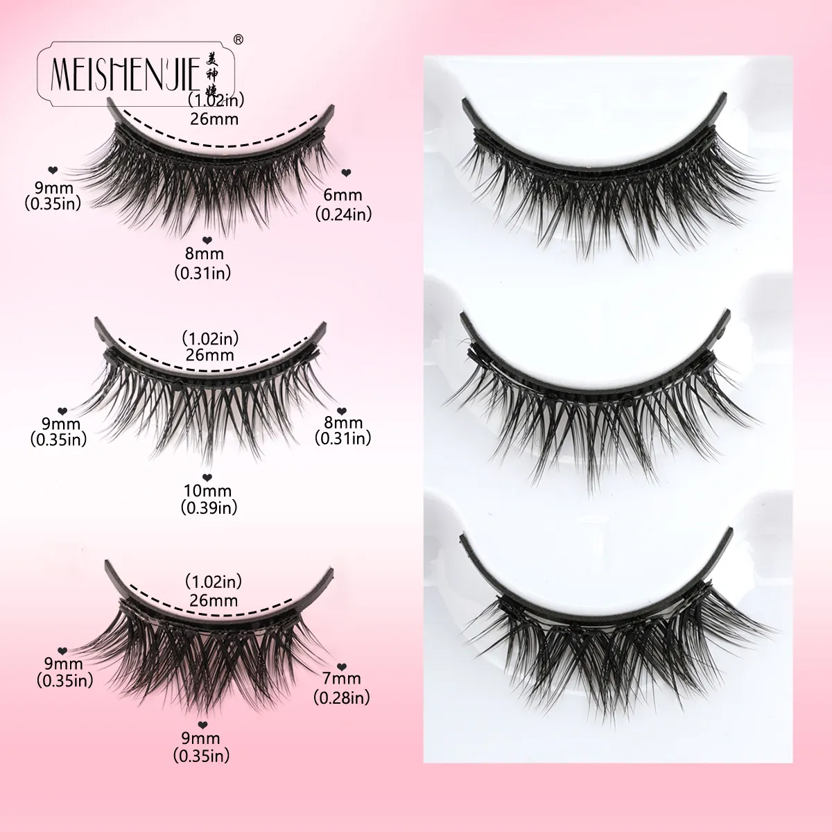 1/3 Pairs Magnetic Eye Lashes Χειροποίητες βλεφαρίδες Μαλακές επαναχρησιμοποιούμενες μαγνητικές βλεφαρίδες Natural look 3D Ψεύτικες βλεφαρίδες Σετ τσιμπιδάκια μακιγιάζ — image 3