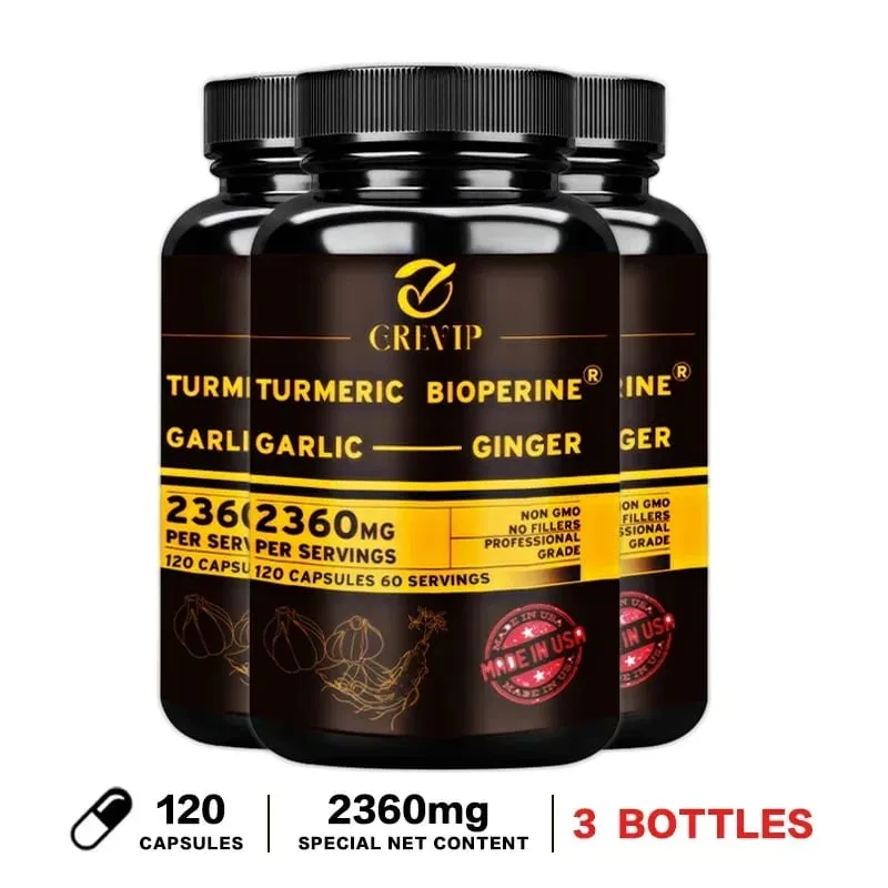 Συμπλήρωμα 4-σε-1 Turmeric Ginger - με Σκόρδο κουρκουμίνη μαύρο πιπέρι - Ανοσολογική υποστήριξη των αρθρώσεων Βελτιώνει την πέψη — image 11