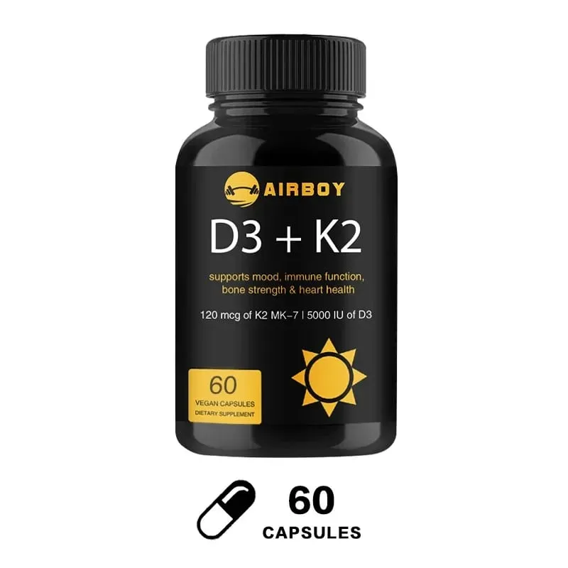 Vitamin D3+K2 Capsules - For Regulate Calcium Metabolism Promote Bone Heart and Immunity System Health