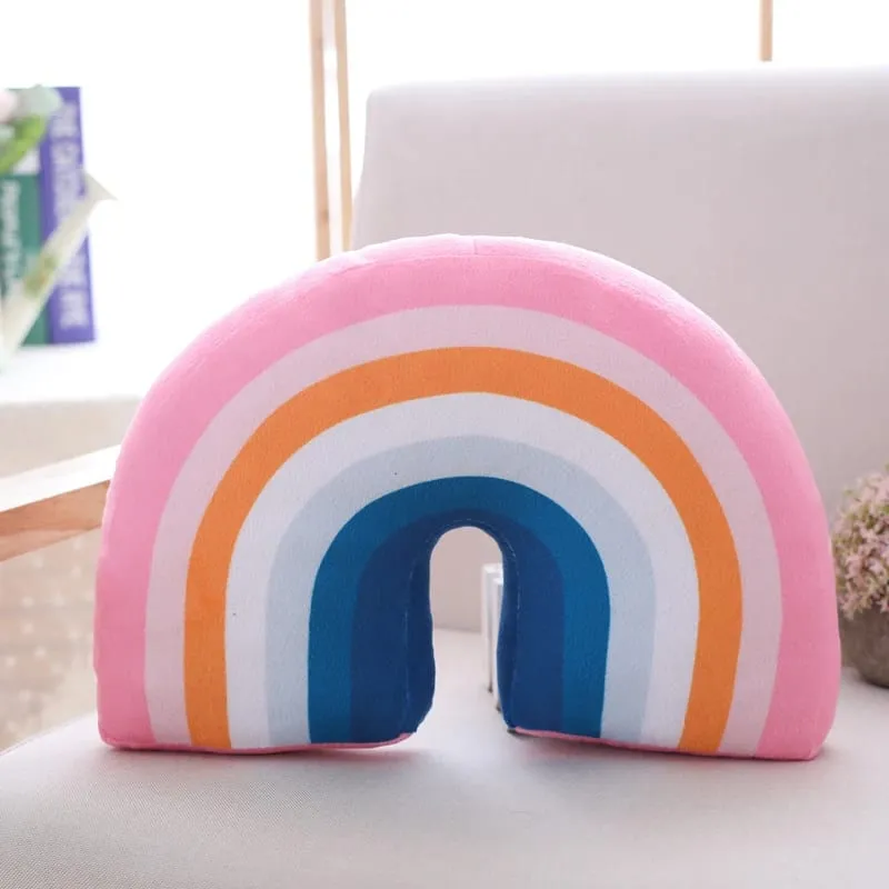 35x25 cm szivárványos plüss párna kitömött piros rózsaszín égbolt párna C alakú fejtámasz párna lakberendezési plüss kellék ajándék