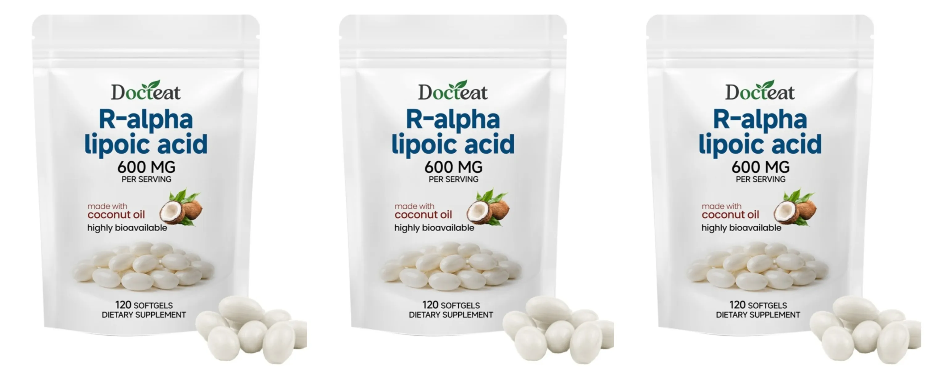 Μαλακές γέλη R-Alpha Lipoic Acid 600 mg ανά μερίδα 120 Αριθμός Φτιαγμένο με λάδι καρύδας Βολική καθημερινή διατροφική υποστήριξη ευεξίας — image 9