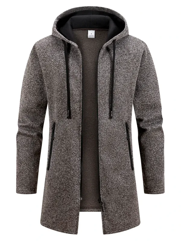 Chaqueta Retro con cremallera para hombre, cortavientos de longitud media, chaquetas cálidas de lana para primavera, otoño e invierno, abrigo informal de hilo de retales a la moda
