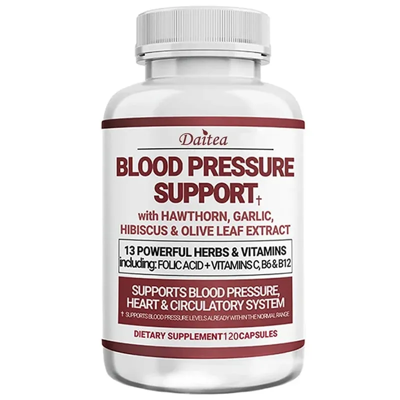 תוסף תמיכה לבריאות הדם של Daitea עם תמציות שום עוזרד ועלי זית - לתמיכה בלב - 120 כמוסות