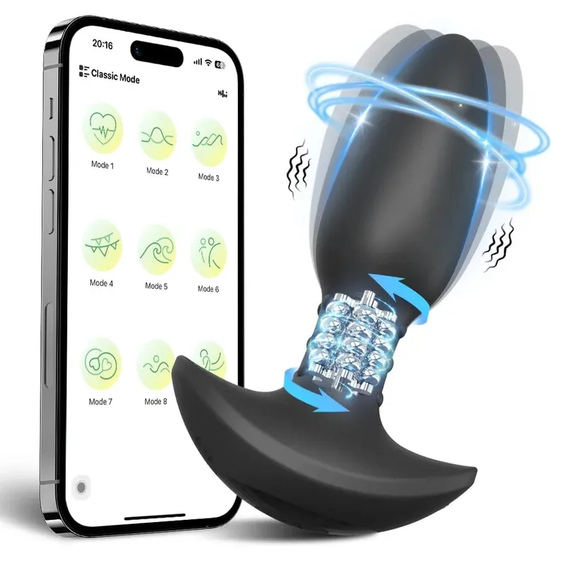 APP Control Rotation Butt Plug Anal Vibrator לגברים נשים 360° Wiggle מכשיר לעיסוי ערמונית אנאלי פלאג לצעצוע מין הומוסקסואלים לגברים