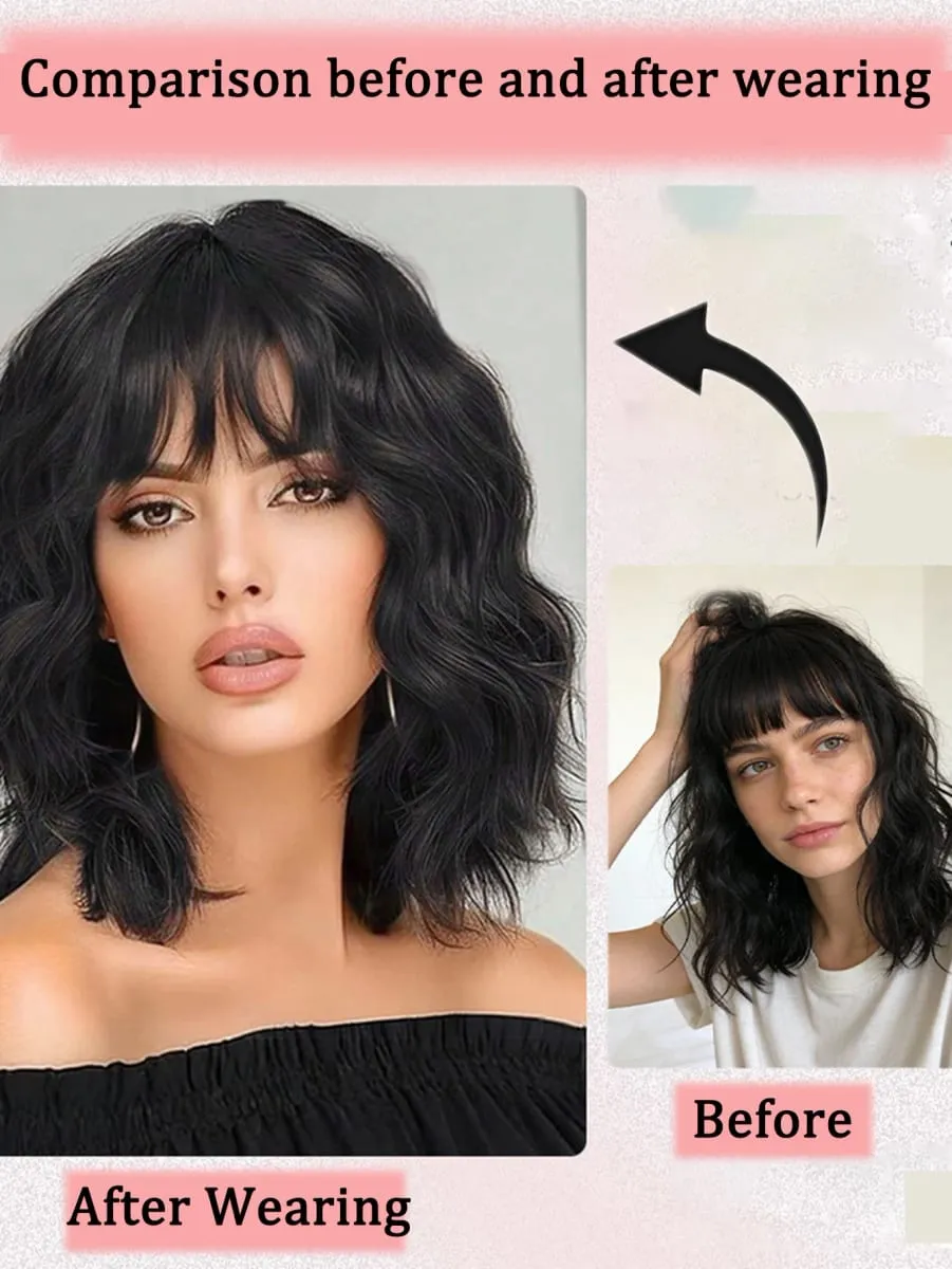 נשים תוספות גל מים קליפ בתוספות שיער חתיכת פאה סינתטית בלתי נראית מתאימה שיער דליל להגדיל את נפח השיער