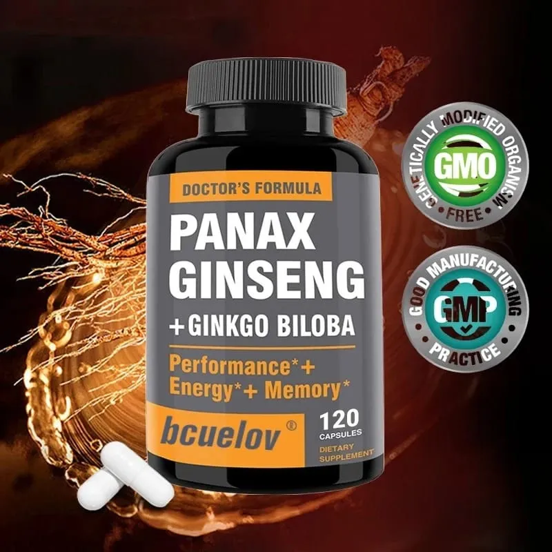Κάψουλες Ginseng + Ginkgo Biloba Extract - Βοηθά στη βελτίωση της ενέργειας και της ζωτικότητας Αντιγηραντική μνήμη Υγεία εγκεφάλου και όρασης