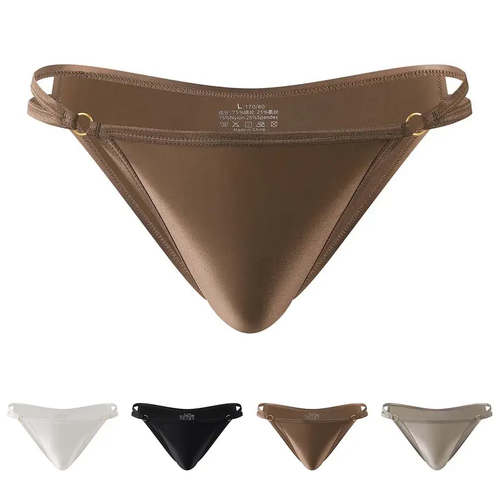 Men's Shiny Satin Low Rise Briefs Half Wrapped Buttocks U Shaped Pouch Comfort Underwear Stretch Fabric Size M 2XL