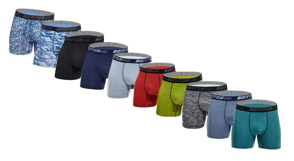 6Pieces Long Men's Panties Front Open Cotton Men Underpants Sports Long Legs Boxer Briefs Camouflage Boxers Underwear Man Shorts — image 1