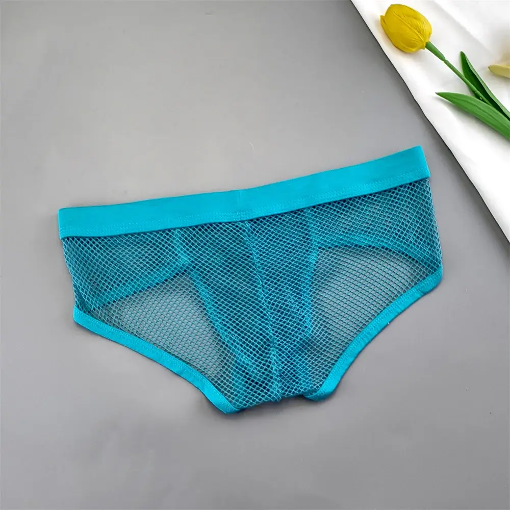 Biancheria intima con custodia a U da uomo in rete scavata Slip bikini trasparenti a vita bassa Mutandine traspiranti Taglie forti — image 7
