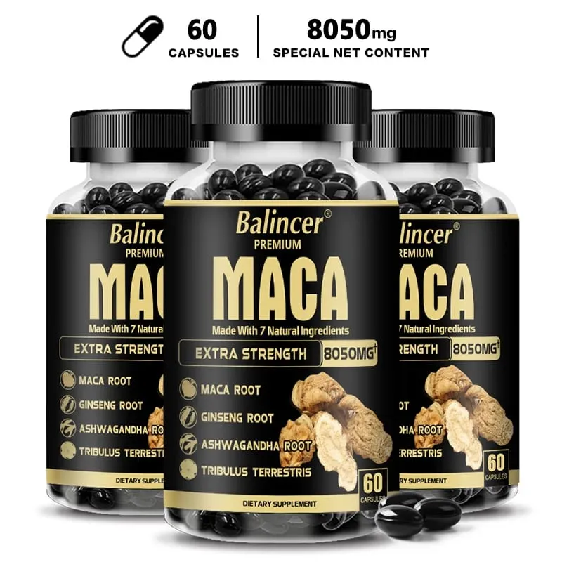 7in1 Premium Maca Root Capsules with Ashwagandha Ginseng and More - Nergy Performance and Mood Support