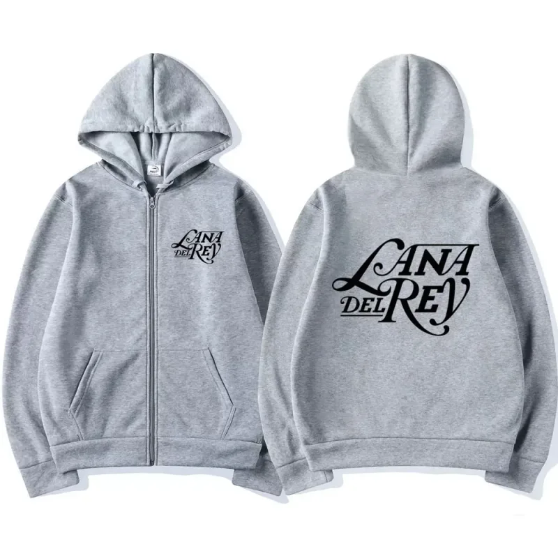Sudadera con capucha y cremallera con logotipo gráfico de Lana Del Rey para hombre y mujer, sudadera Vintage de gran tamaño con cremallera, sudaderas con capucha de lana a la moda, chaquetas, ropa de calle