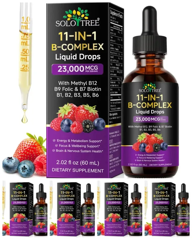 11 az 1-ben B-vitamin komplex cseppek 23000 mcg B-vitamin folyékony szájon át szedhető étrend-kiegészítő az energia napi wellness támogatáshoz 30 ml — image 7