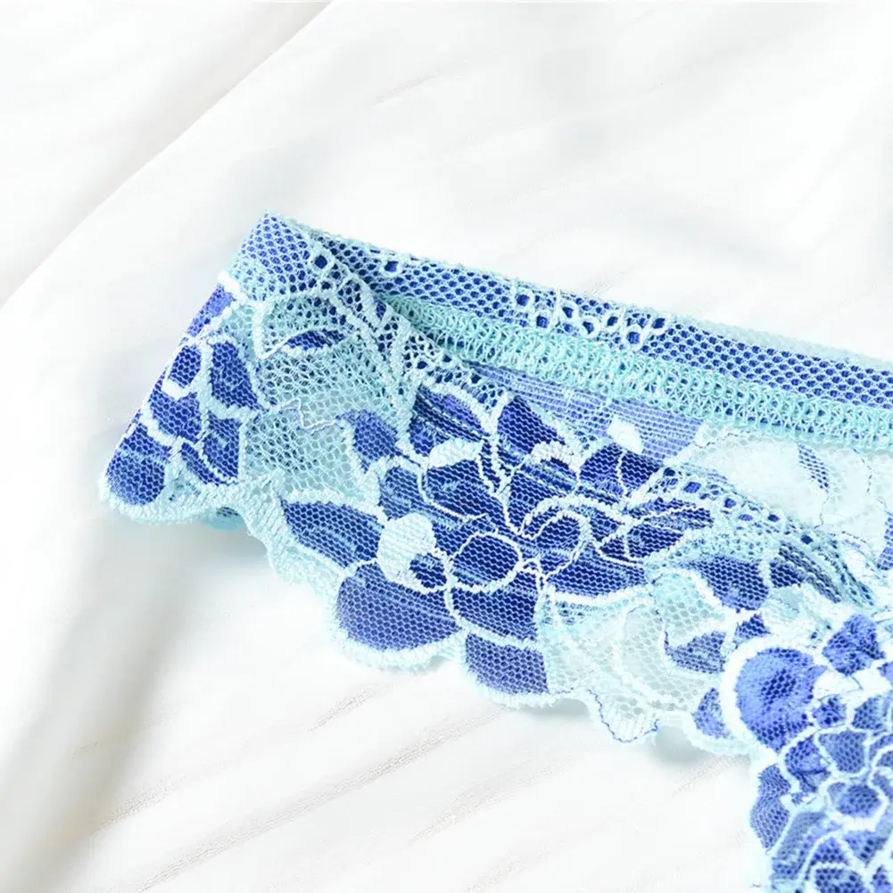 Men Floral Lace Thong Low Rise Elastic Waist G‑String Breathable See‑Through Floral Print Male Underwear Sexy Lingerie Panties