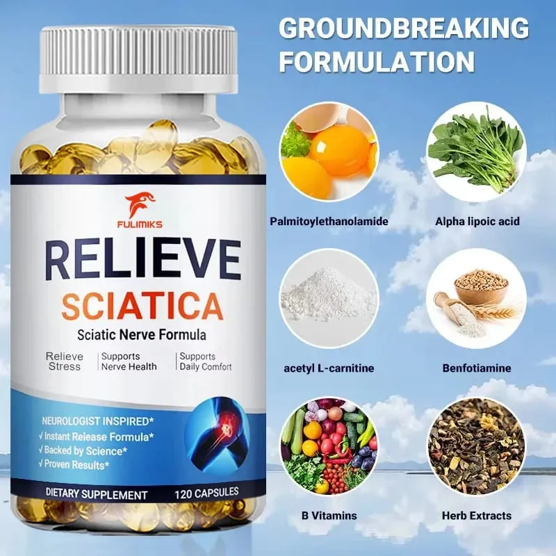 Relieve Sciatica Capsules - Helps Relieve Joint Pain Supports Daily Nervous System Bone & Nerve Health Balances Inflammation