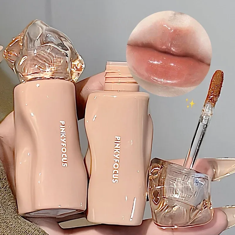 Pinkyfocus Rúzs Fényes Mirror ajakfény Hidratáló Hidratáló Juicy Nude ajakfesték Hosszantartó napi natúr smink rúzs