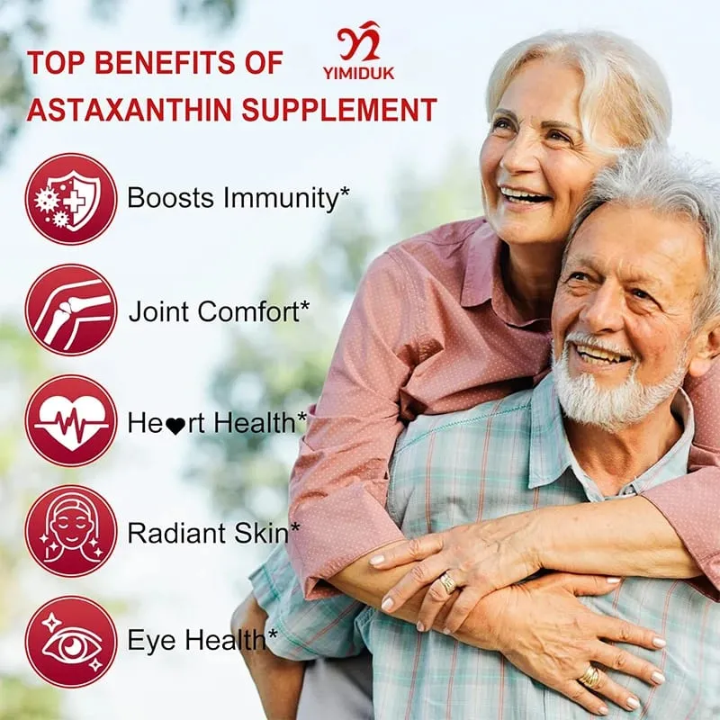 Astaxanthin Capsules - 24mg - Powerful Antioxidant Supplement Support Eye Skin Joint Heart Brain & Immune System Health