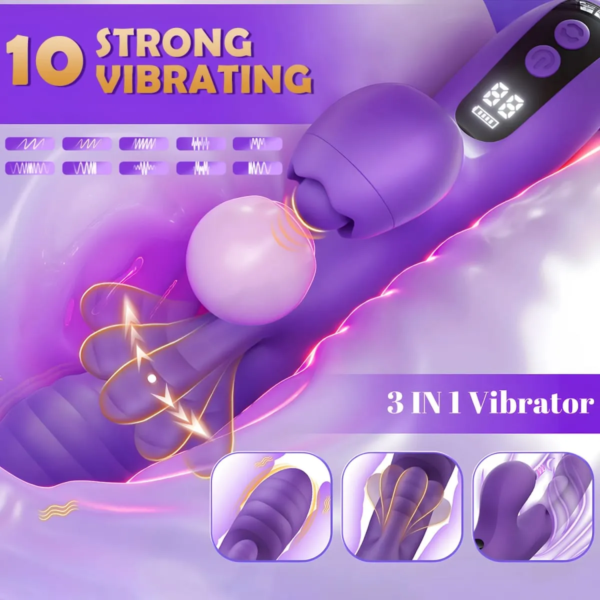 3 IN 1 App Control Tapping Flapping Vagina Rabbit Vibrator for Women Wiggle Tongue G-Spot Masturbator Adult Sex Toys for Women