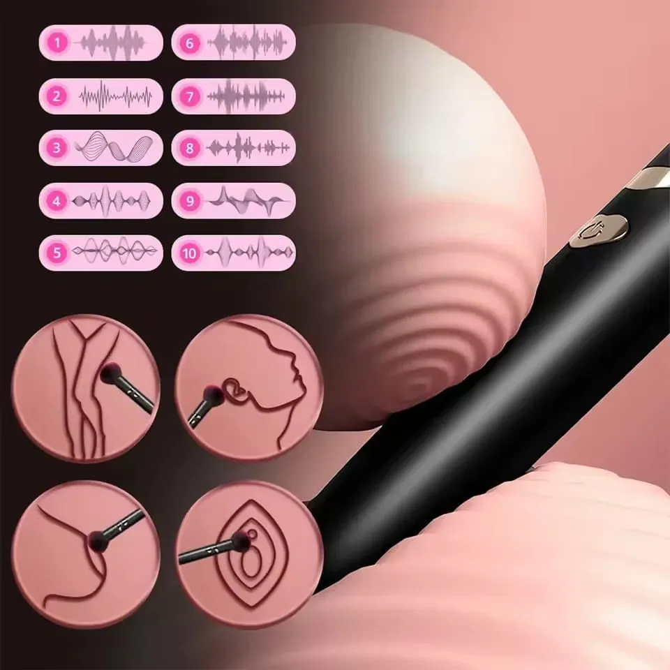 Vibrátor sminkecset nőknek Erőteljes vibráló mellbimbó csiklóstimulátor 7 sebességes AV pálca szexjátékok pároknak, felnőtteknek 18 év felett