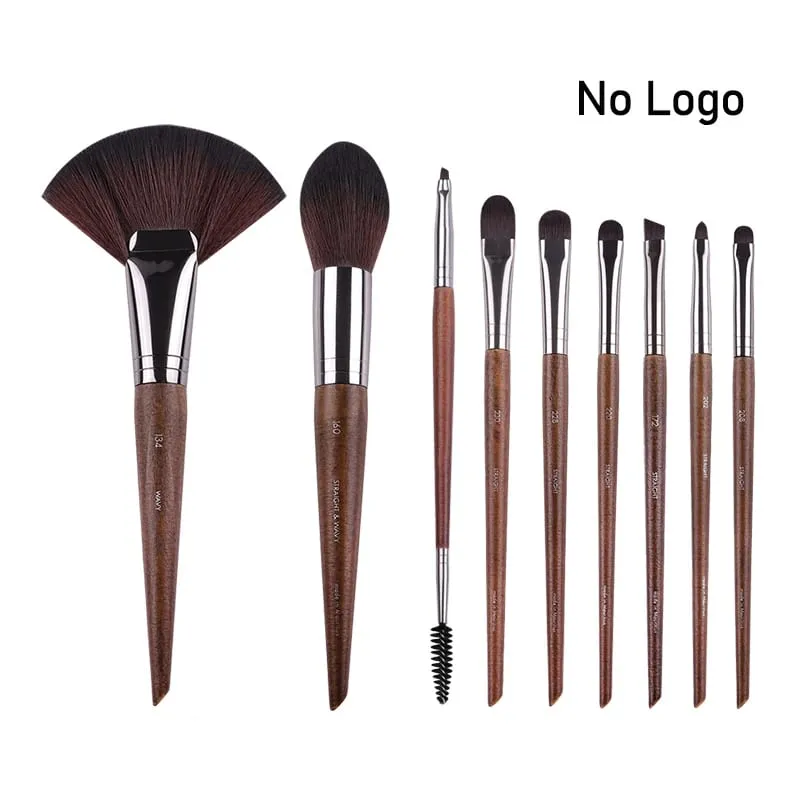 Natuurlijk hout Oogmake-up kwasten hele set Pro Crease Oogschaduw Make-up kit smudge highlighter wenkbrauw Lip wimperborstel praktisch