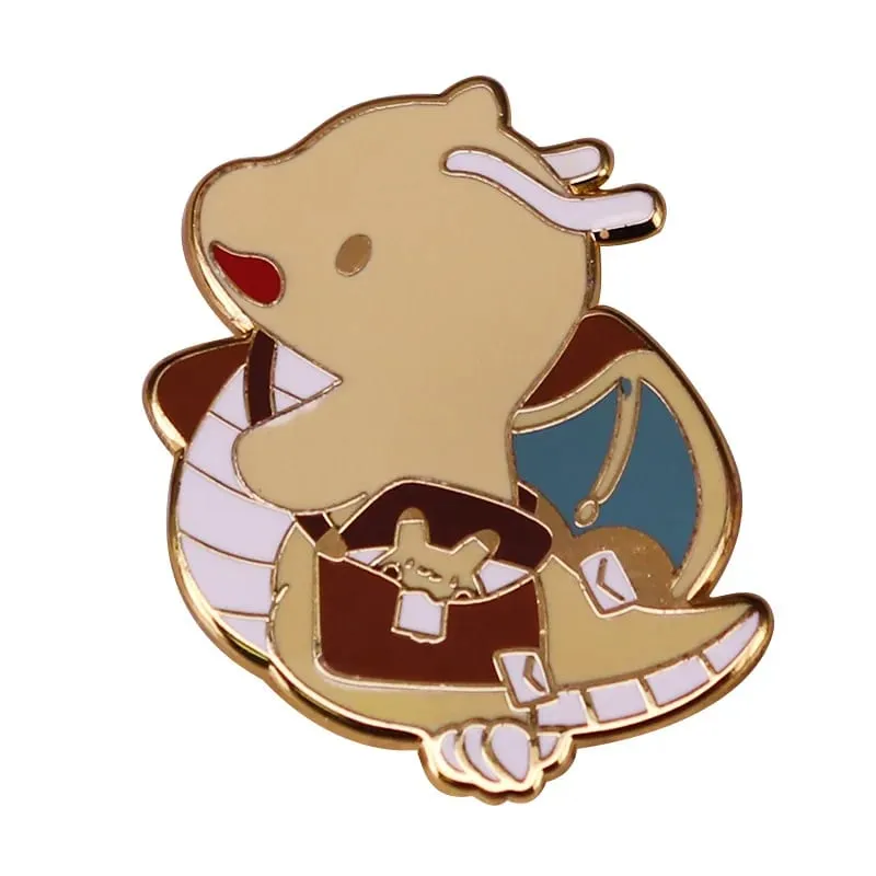Anime Pokemon Charmander Men Chân Thu Thập Kawaii Khủng Long Kim Loại Hoạt Hình Thổ Cẩm Ba Lô Mũ Túi Cổ Ve Áo Huy Hiệu
